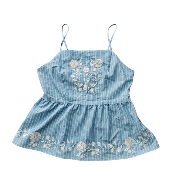 Harper Heritage Tops - NWT Harper Camisole Women's Light Blue Dainty White Floral Vintage Embroidery